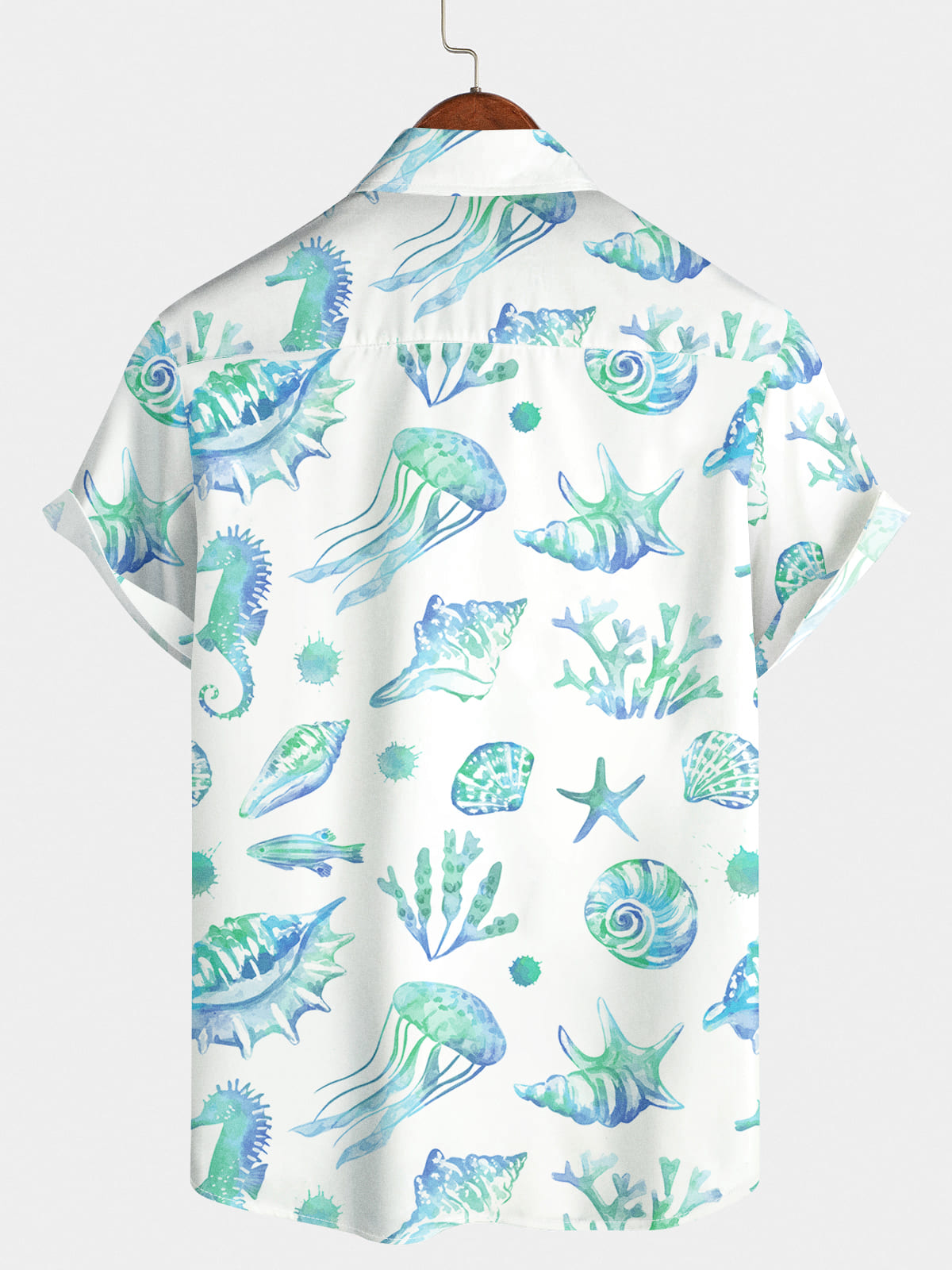 Chemise à manches courtes à imprimé conque pour hommes
