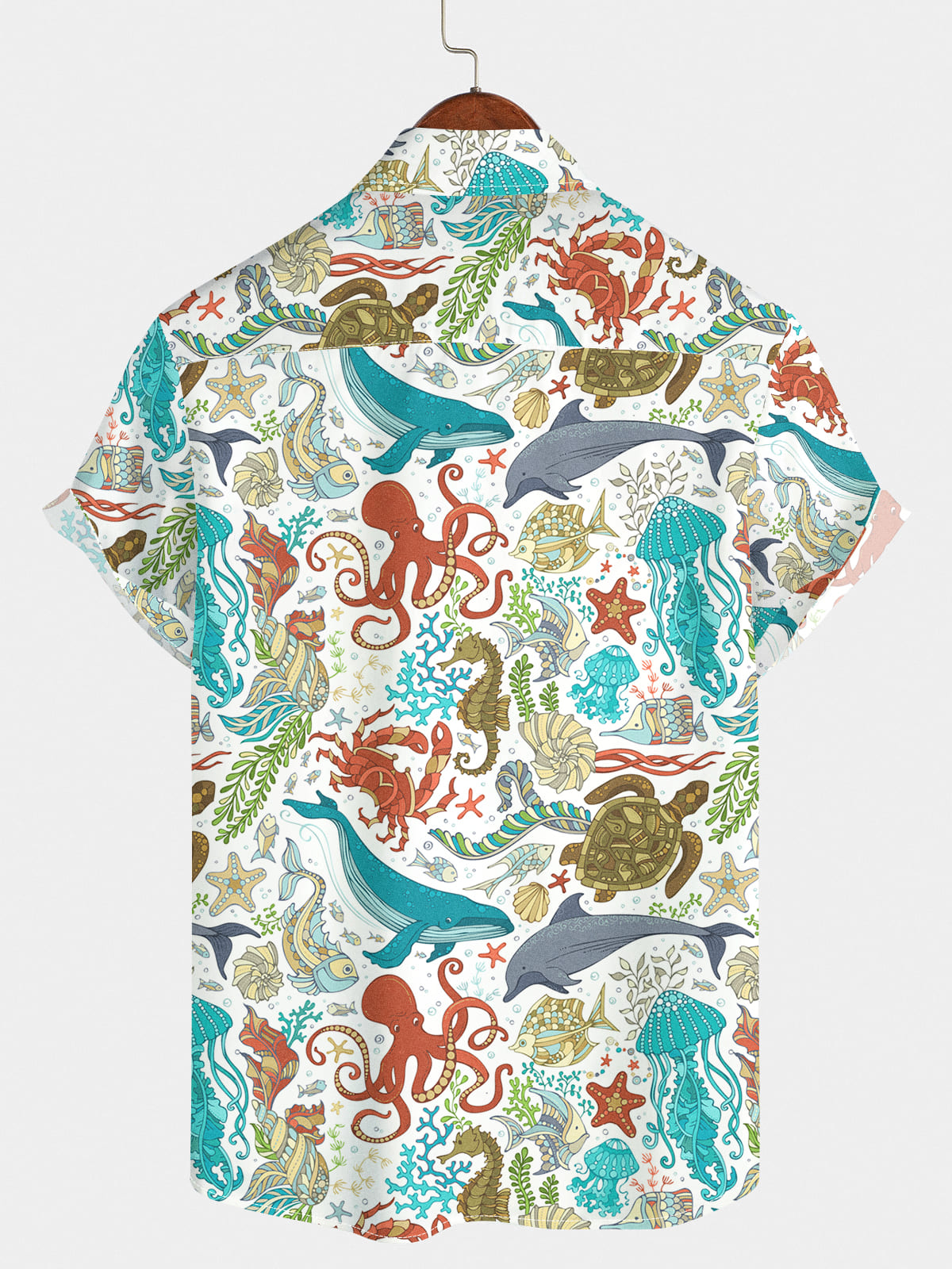 Camicia da uomo a maniche corte con stampa di balene