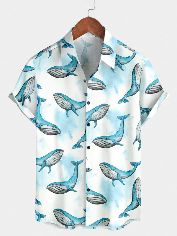 Men's Whale Print Short Sleeve Shirt
