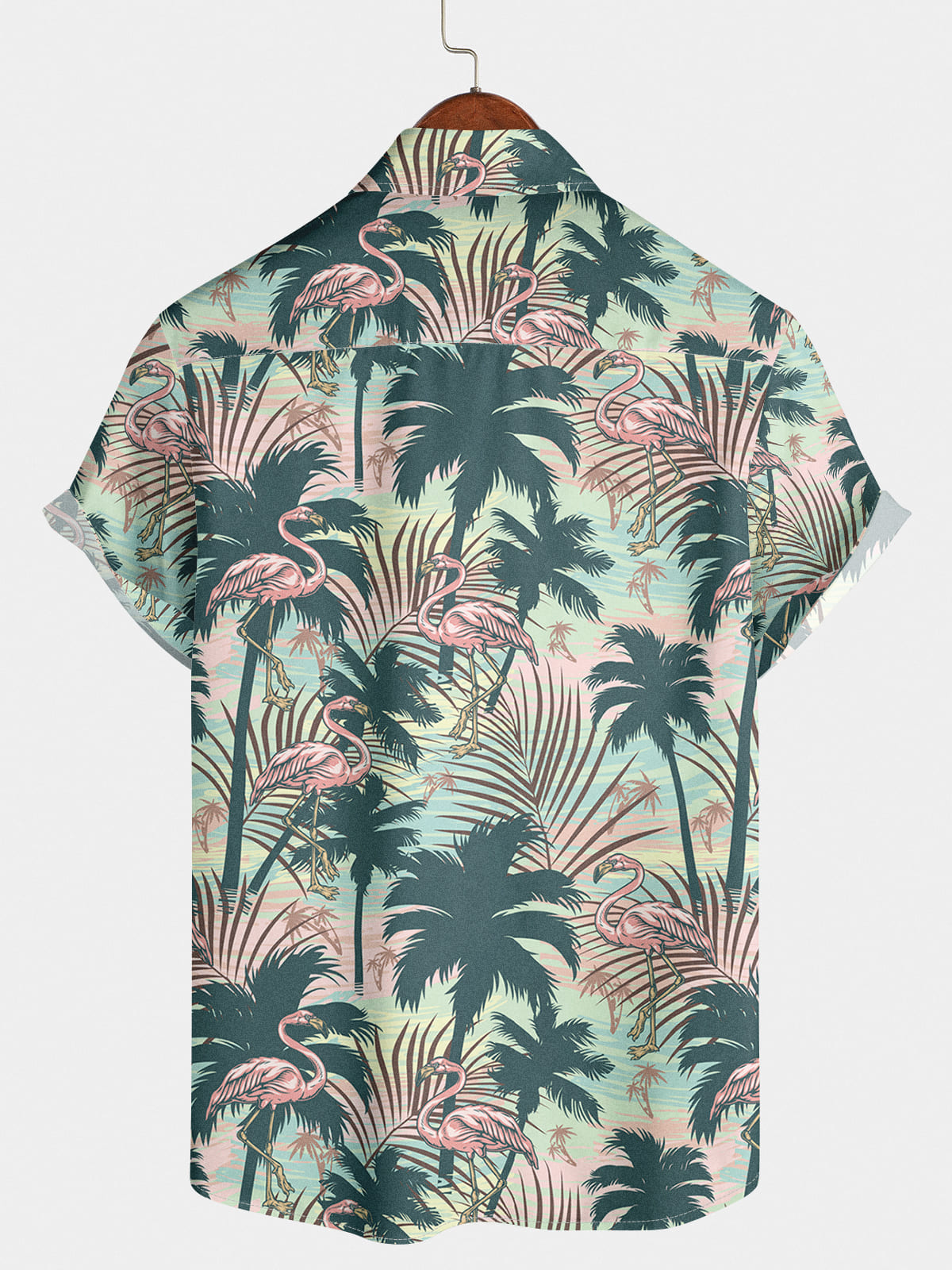 Men's Flamingo Print Short Sleeve Shirt