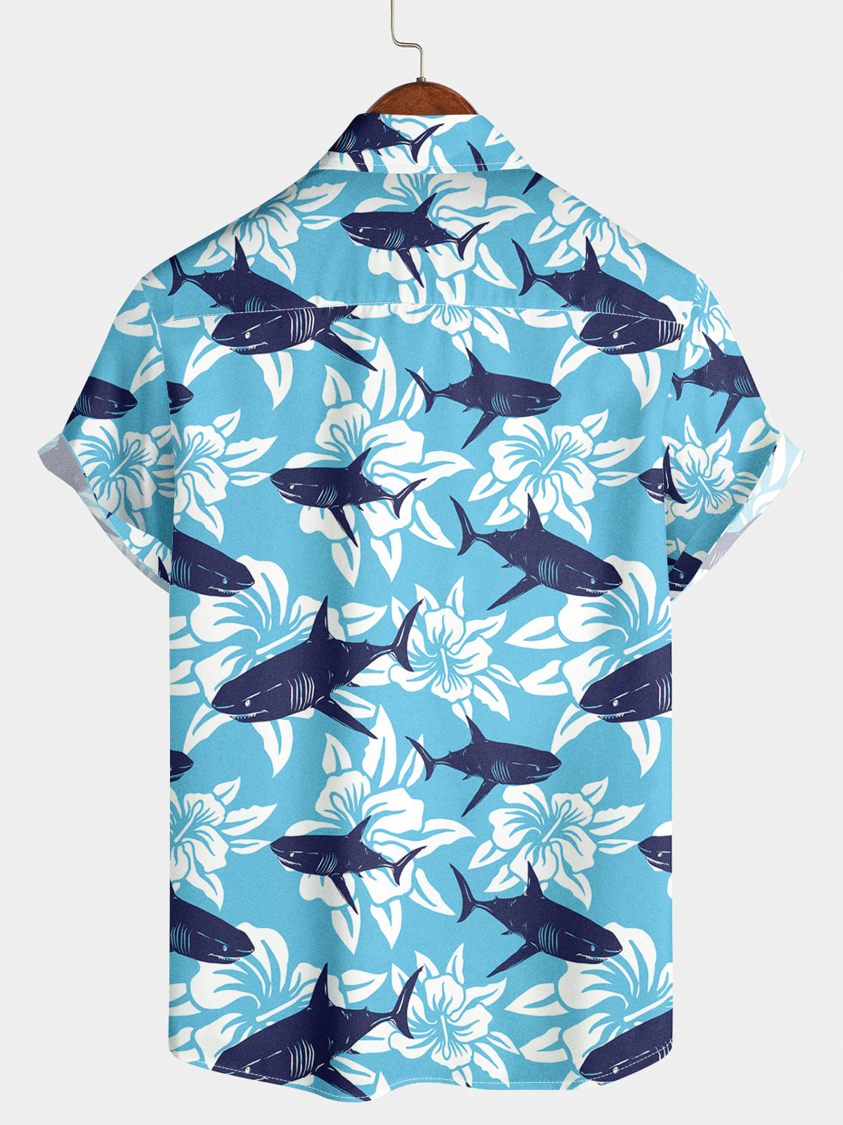 Camicia a maniche corte da uomo con stampa squalo