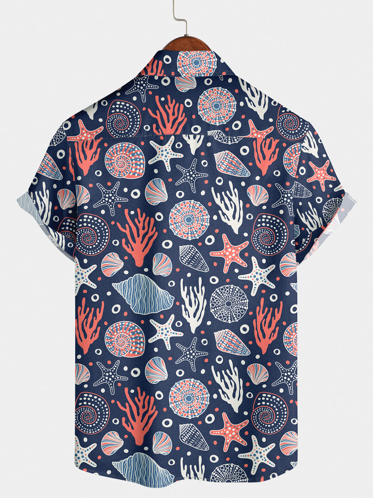 Men's Coral Print Short Sleeve Shirt