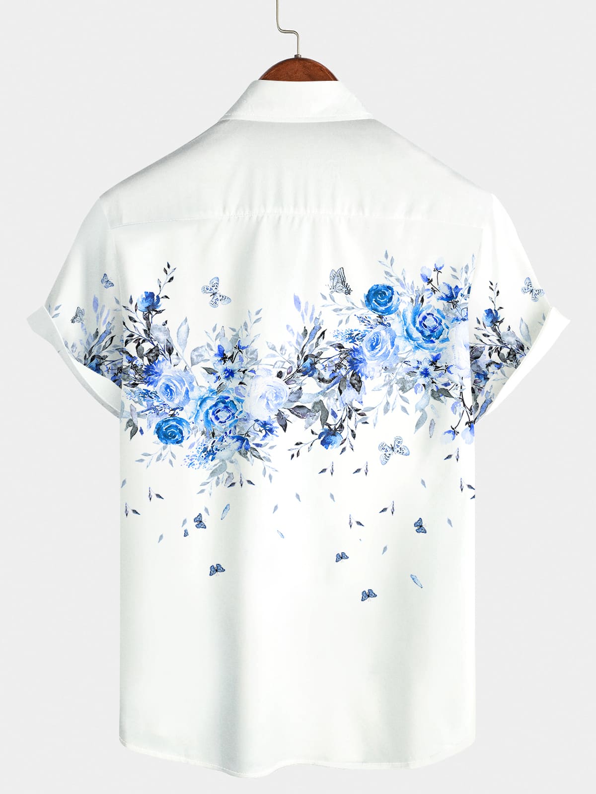 Camicia da uomo a maniche corte con stampa floreale