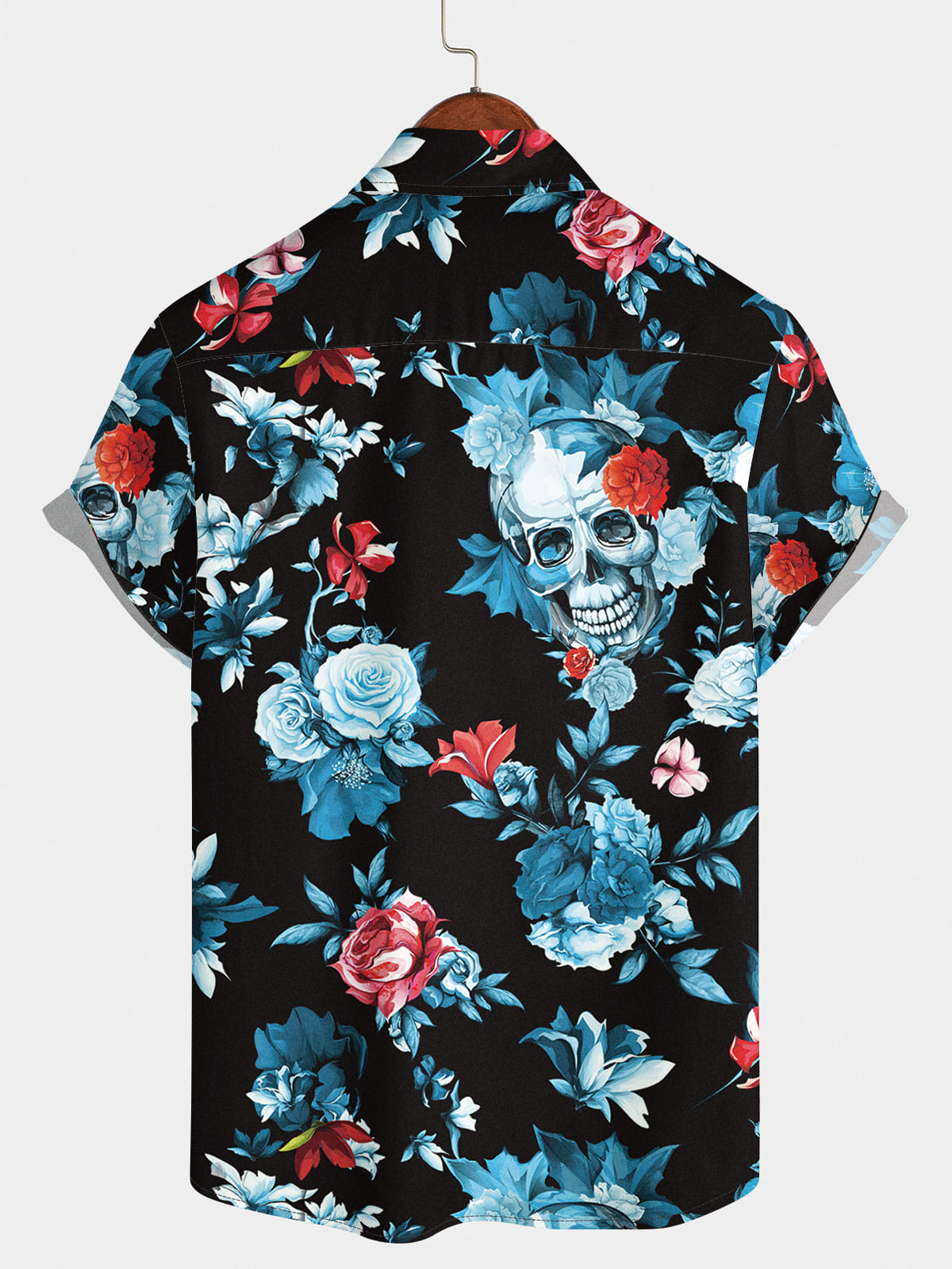 Chemise à manches courtes à imprimé tête de mort pour hommes