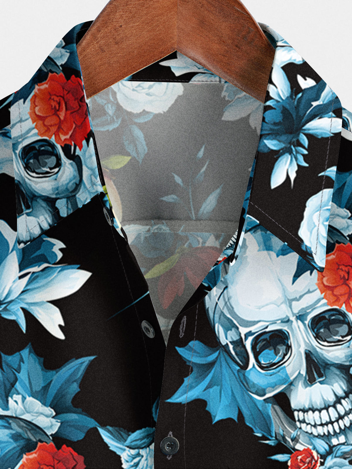 Chemise à manches courtes à imprimé tête de mort pour hommes