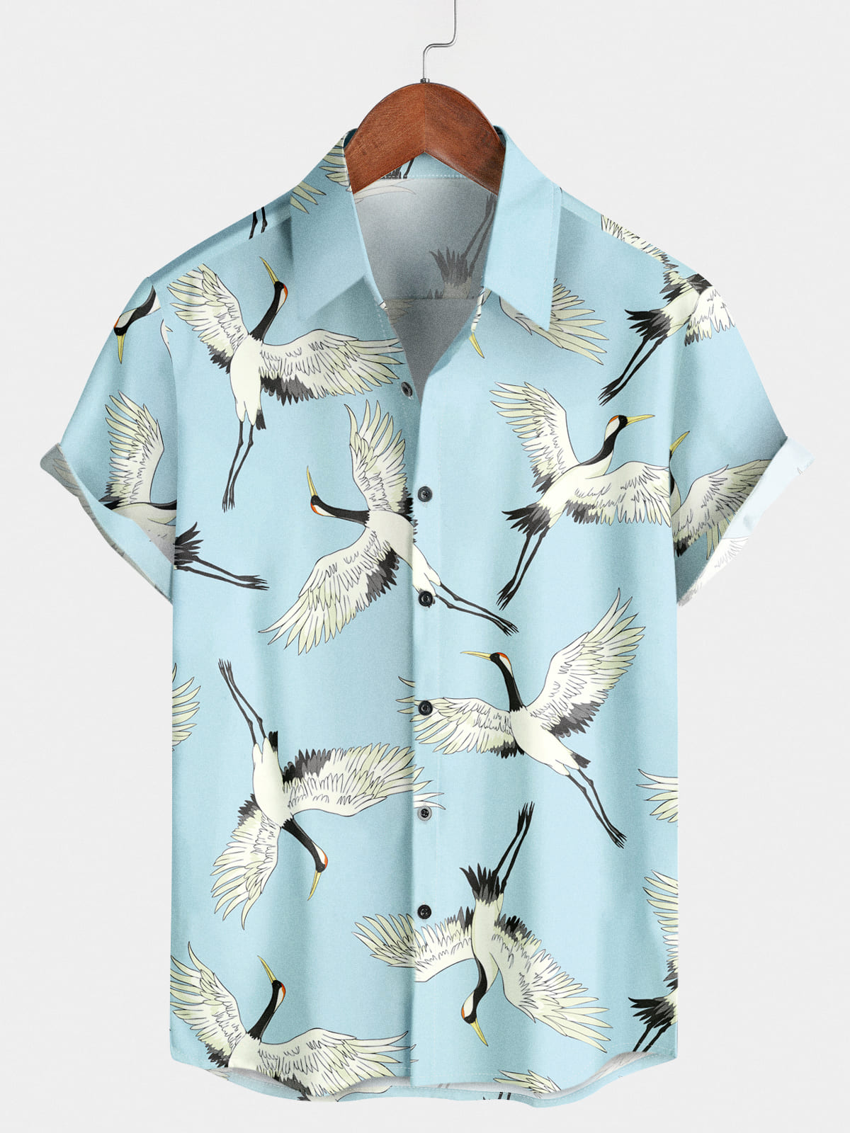 Men's Crane Print Short Sleeve Shirt