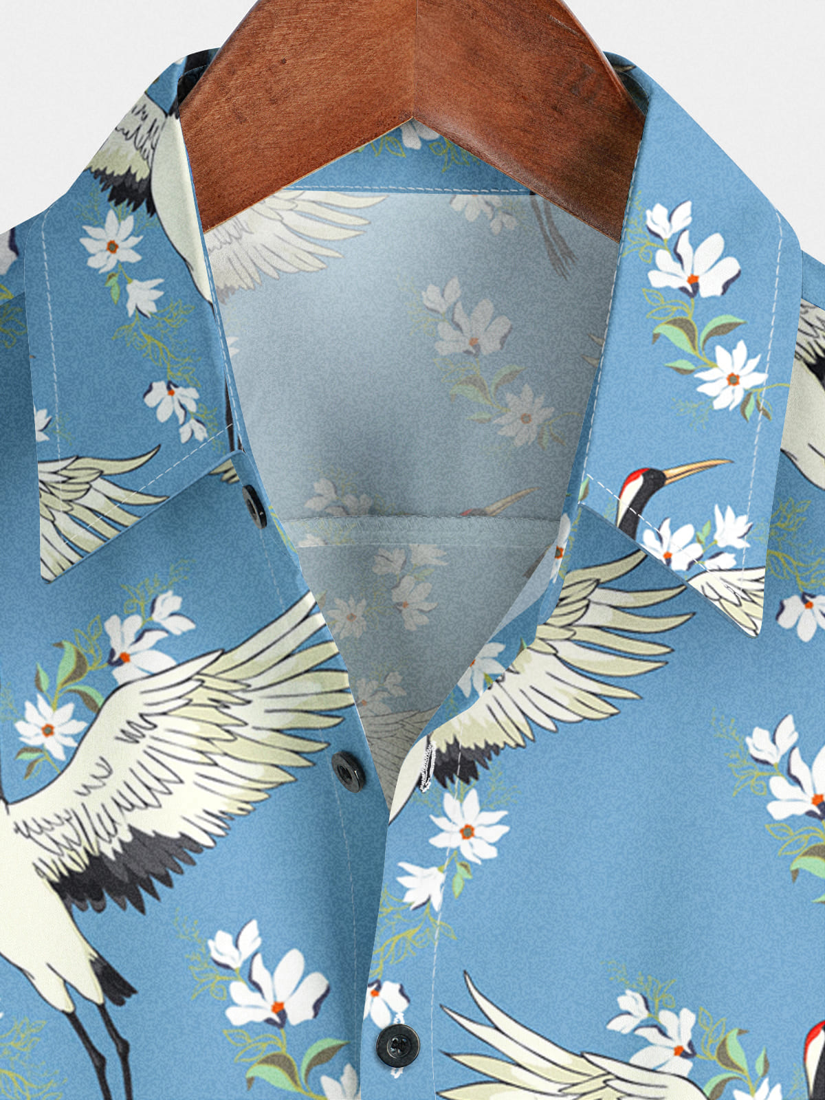 Men's Floral Crane Short Sleeve Shirt