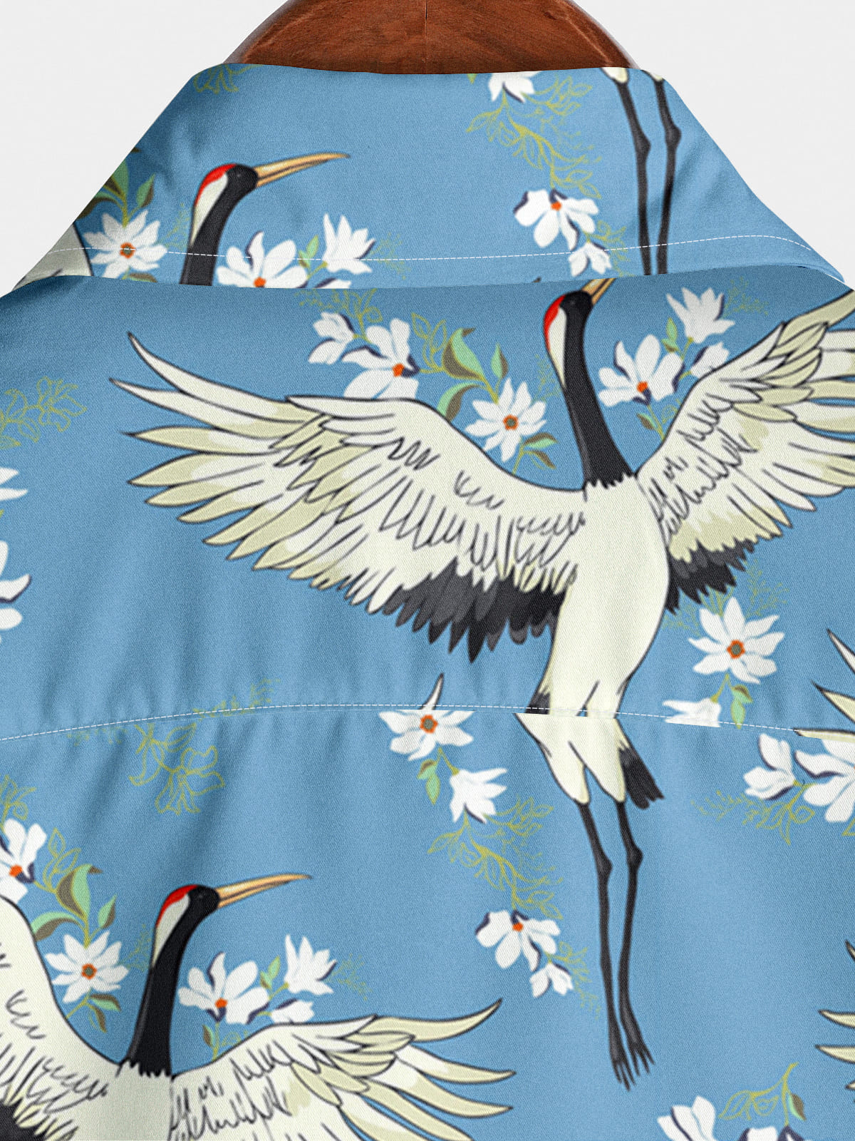 Men's Floral Crane Short Sleeve Shirt