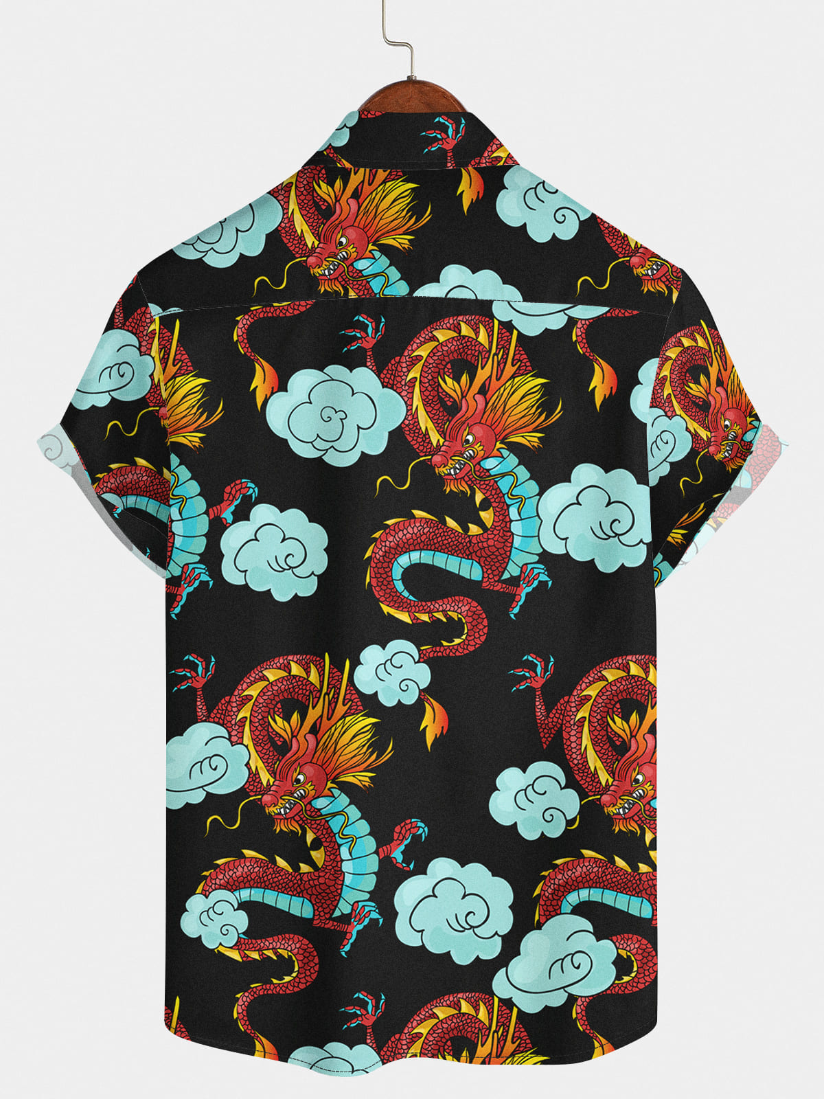 Men's Dragon Print Short Sleeve Shirt