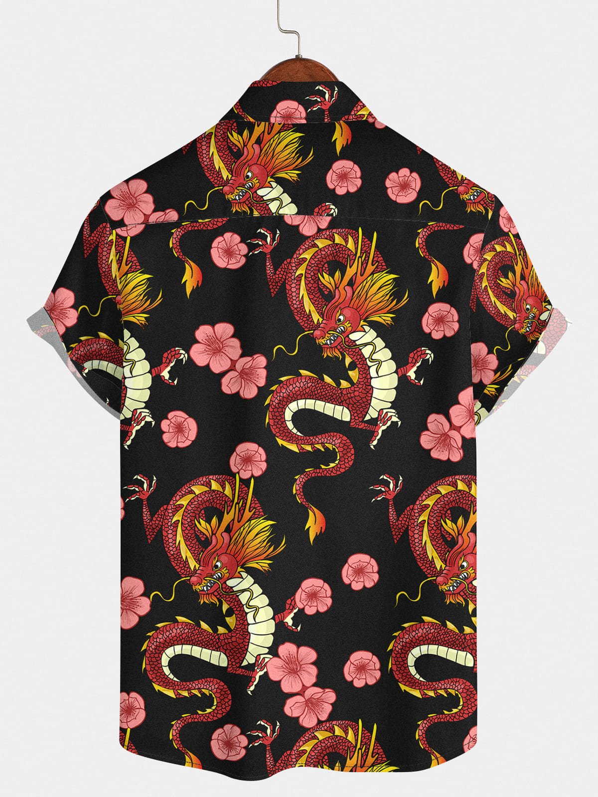 Men's Floral Dragon Short Sleeve Shirt