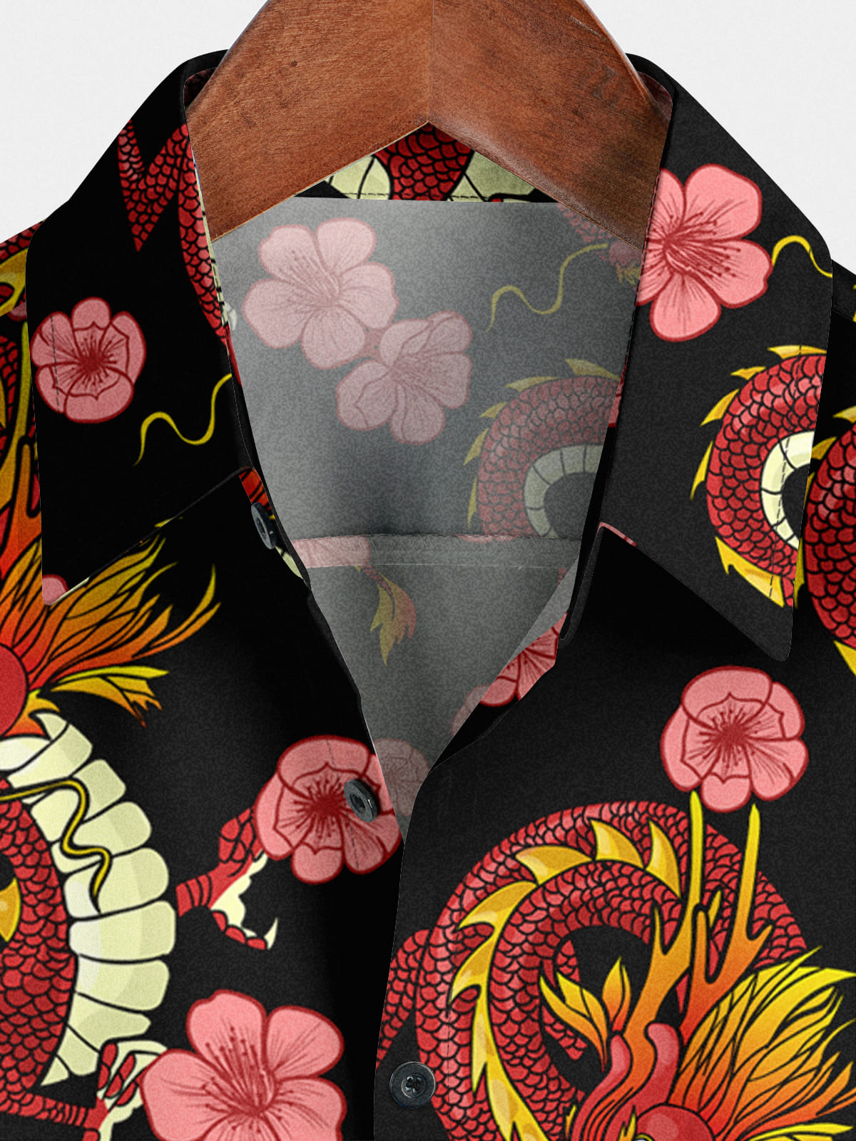Men's Floral Dragon Short Sleeve Shirt