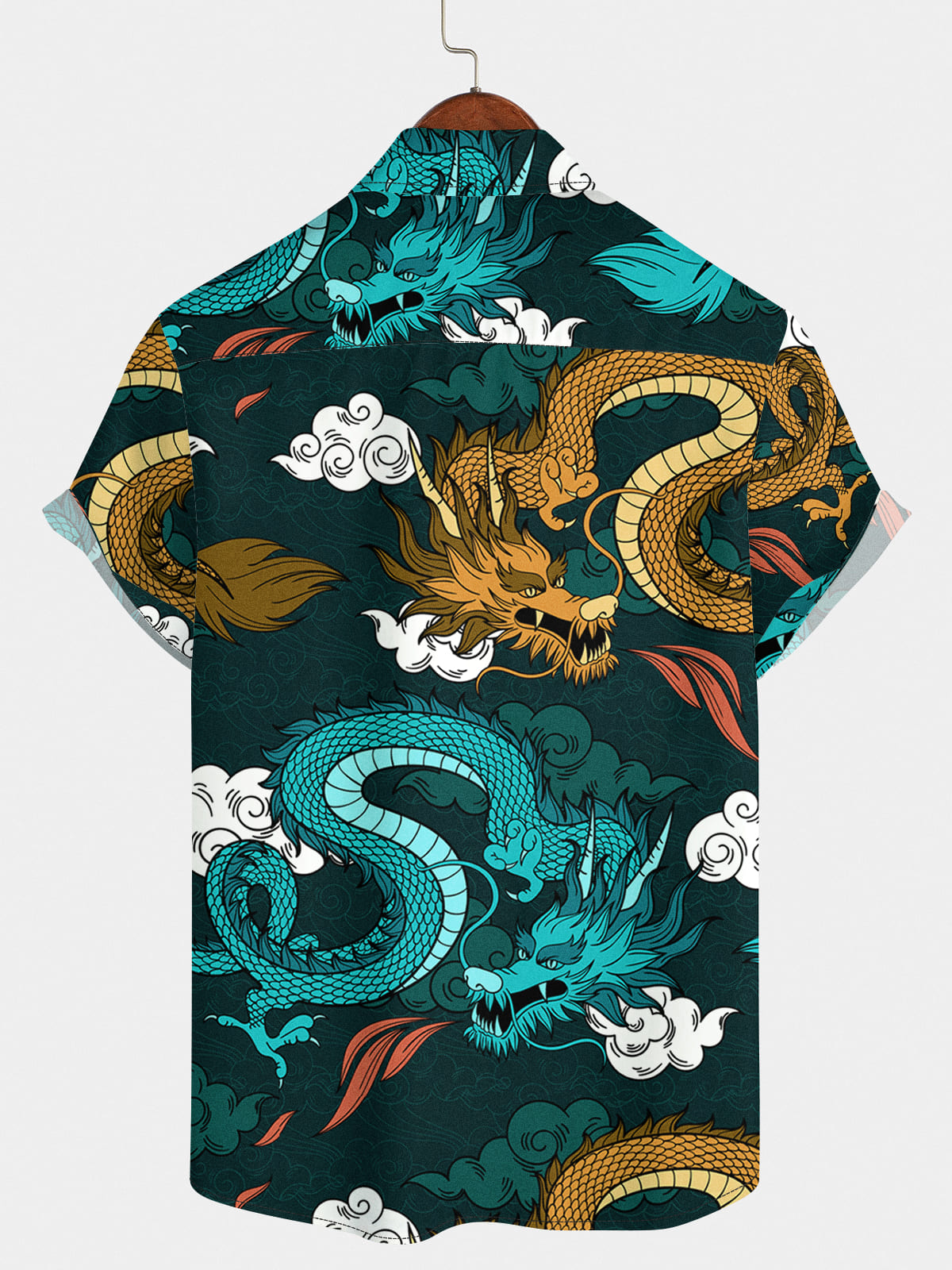 Men's Dragon Print Short Sleeve Shirt