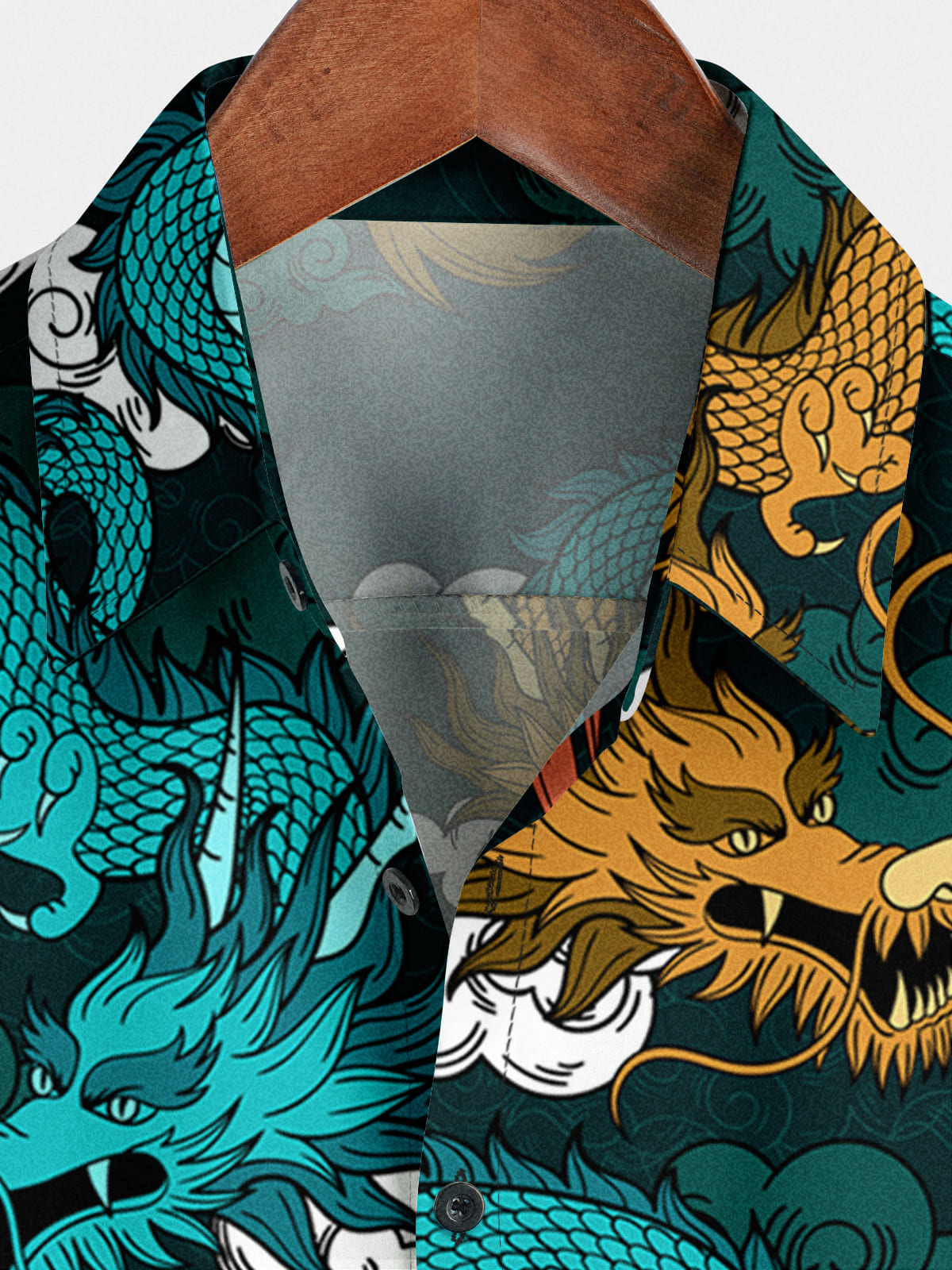 Men's Dragon Print Short Sleeve Shirt