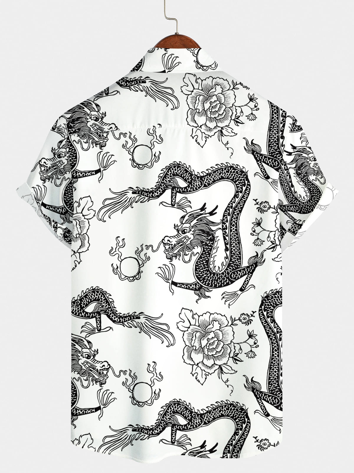 Men's Dragon Print Short Sleeve Shirt