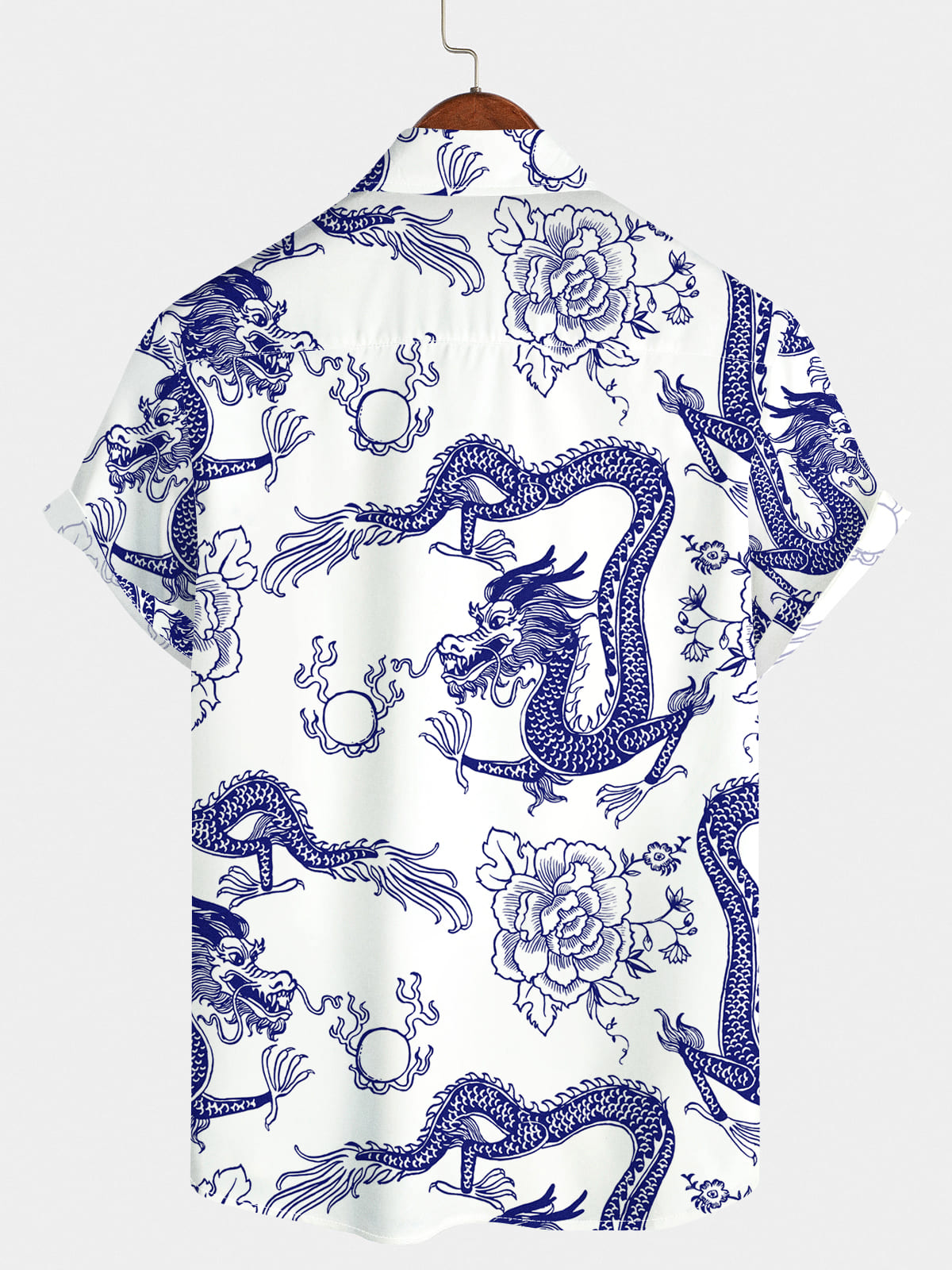 Men's Dragon Print Short Sleeve Shirt