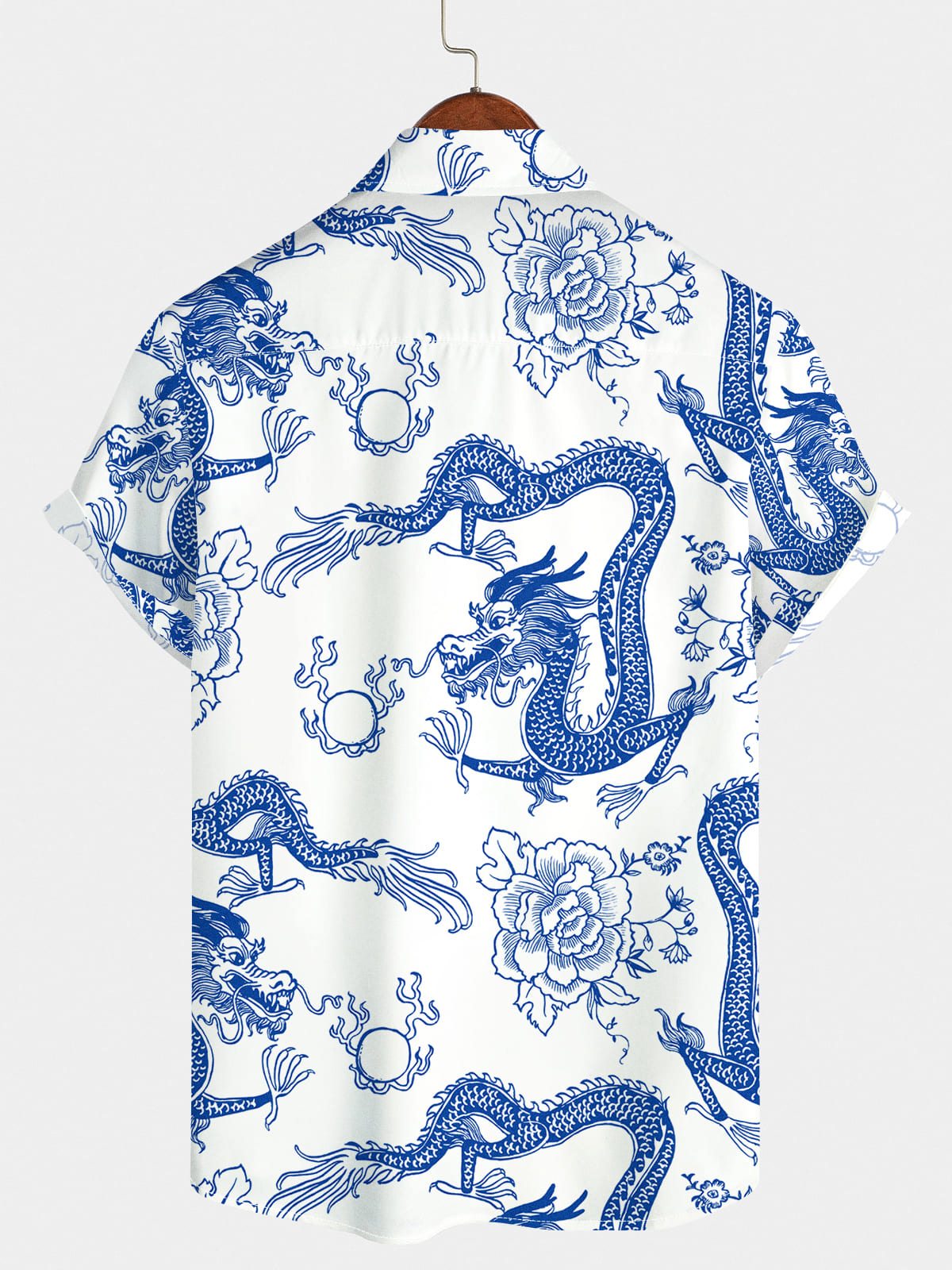 Men's Dragon Print Short Sleeve Shirt