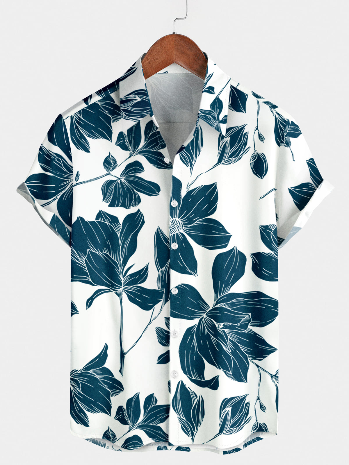 Men's Leaf Print Short Sleeve Shirt