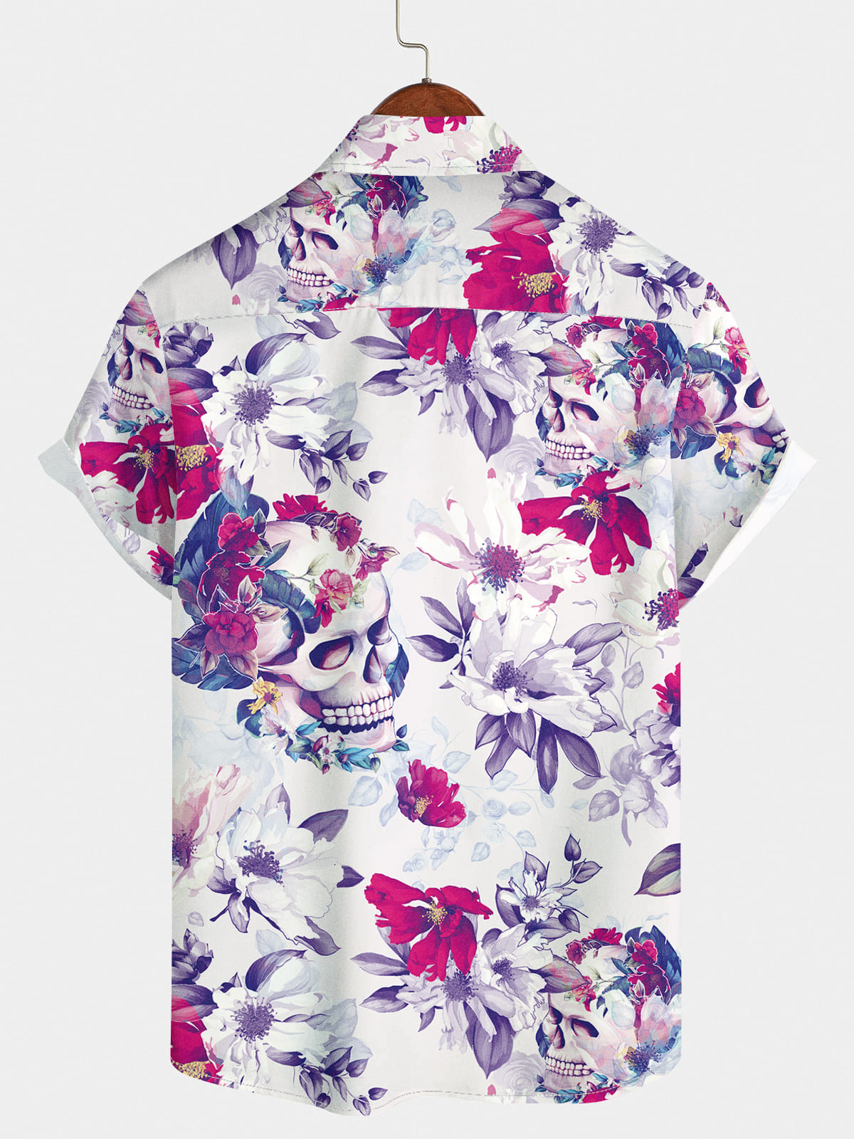 Men's Floral Skull Short Sleeve Shirt