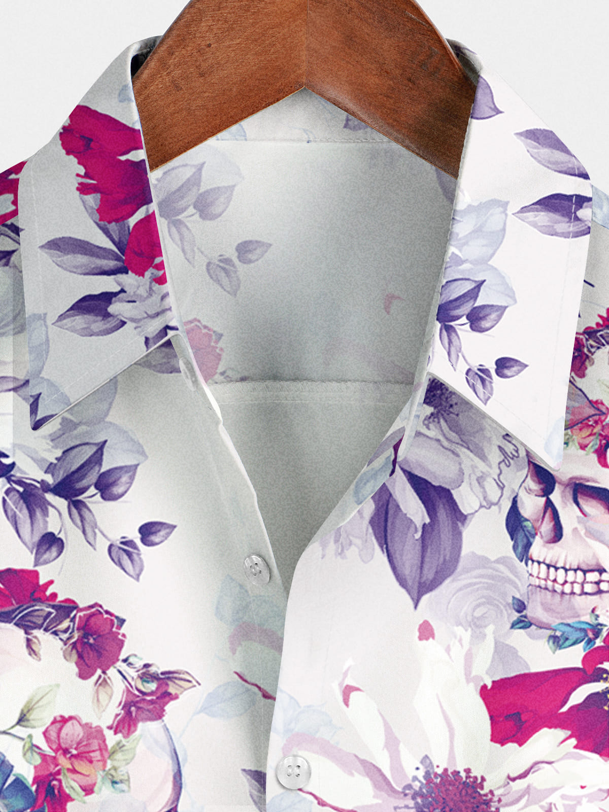 Men's Floral Skull Short Sleeve Shirt