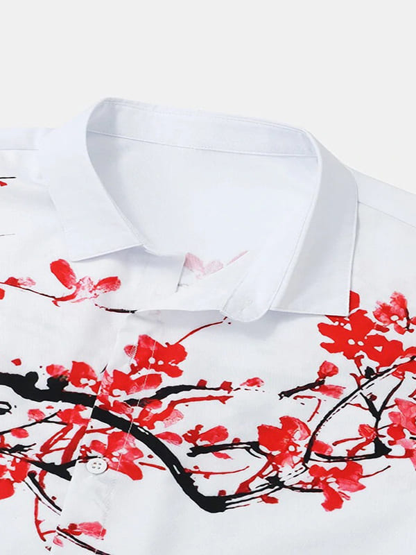 Men's Floral Branch Short Sleeve Shirt