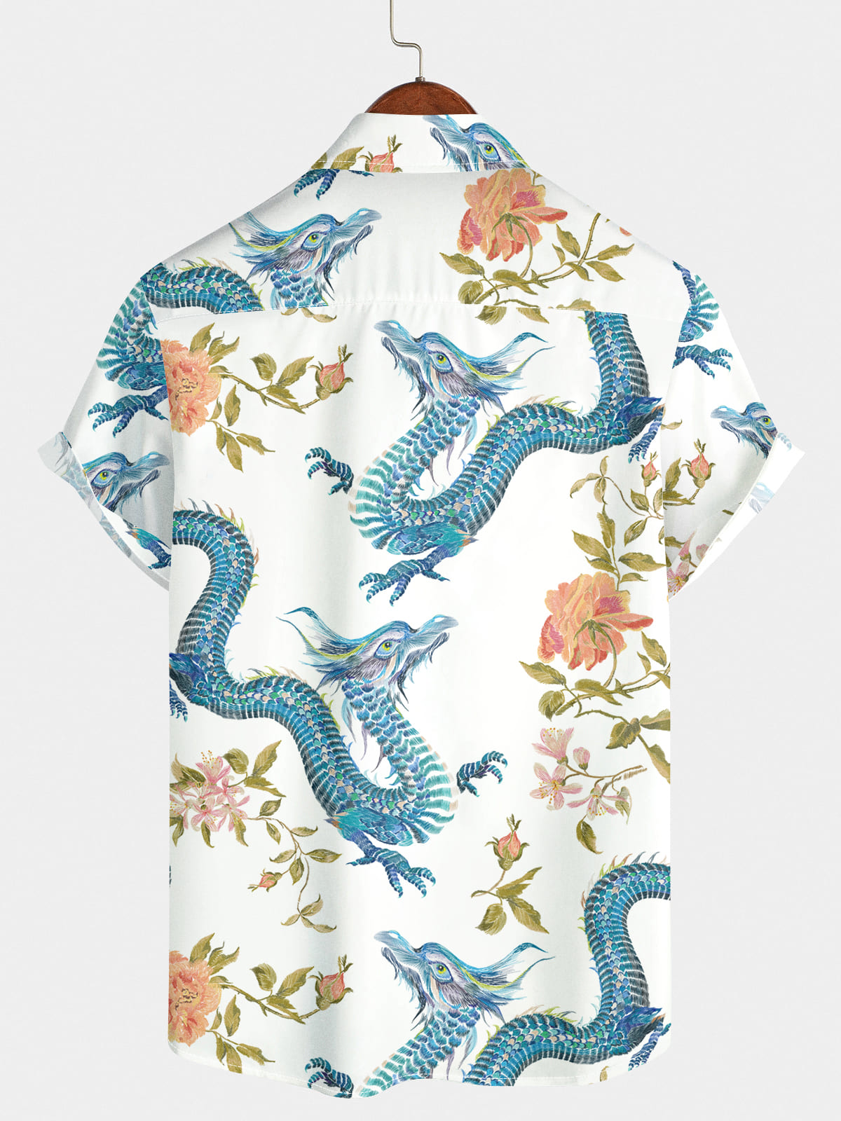 Men's Dragon Print Short Sleeve Shirt