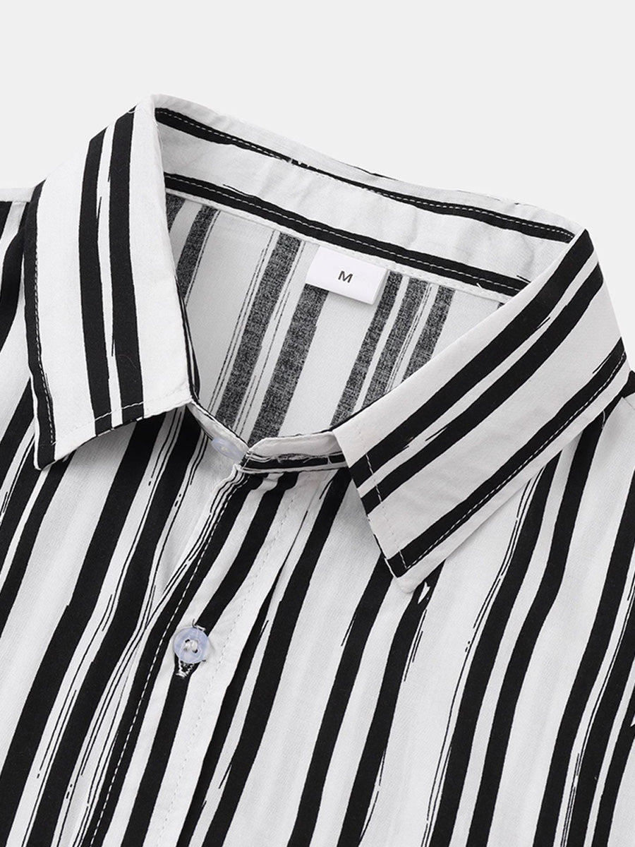 Camicia da uomo a maniche corte con stampa verticale
