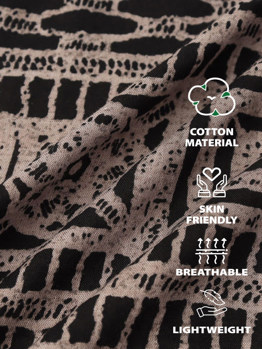 Men's Floral Print cotton short sleeve shirt