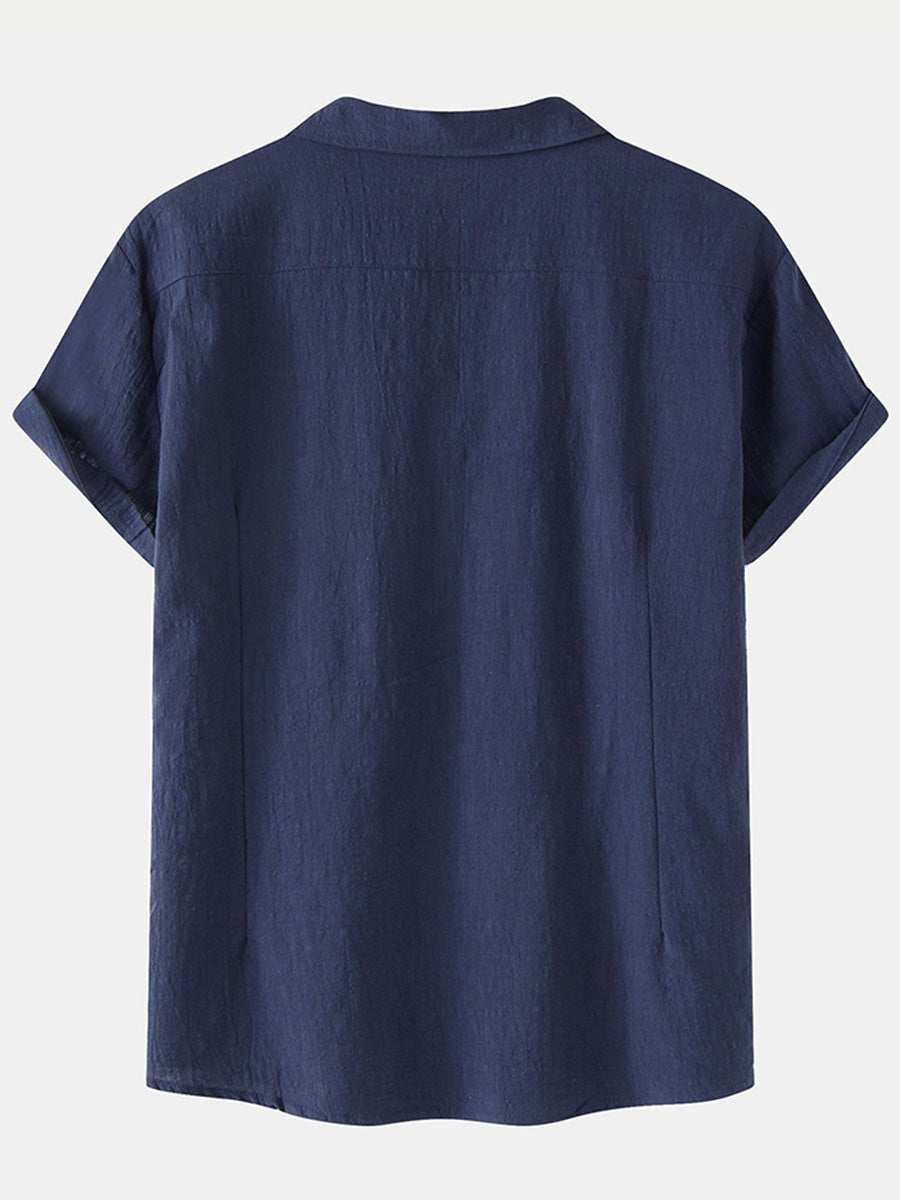 Chemise à manches courtes en coton uni pour homme