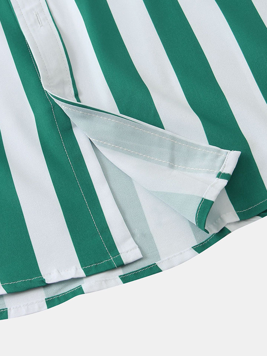 Chemise à manches courtes à imprimé vertical pour homme