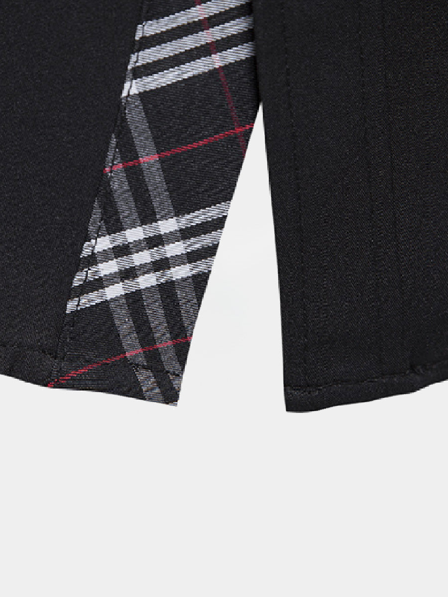 Chemise manches longues patchwork à carreaux pour homme