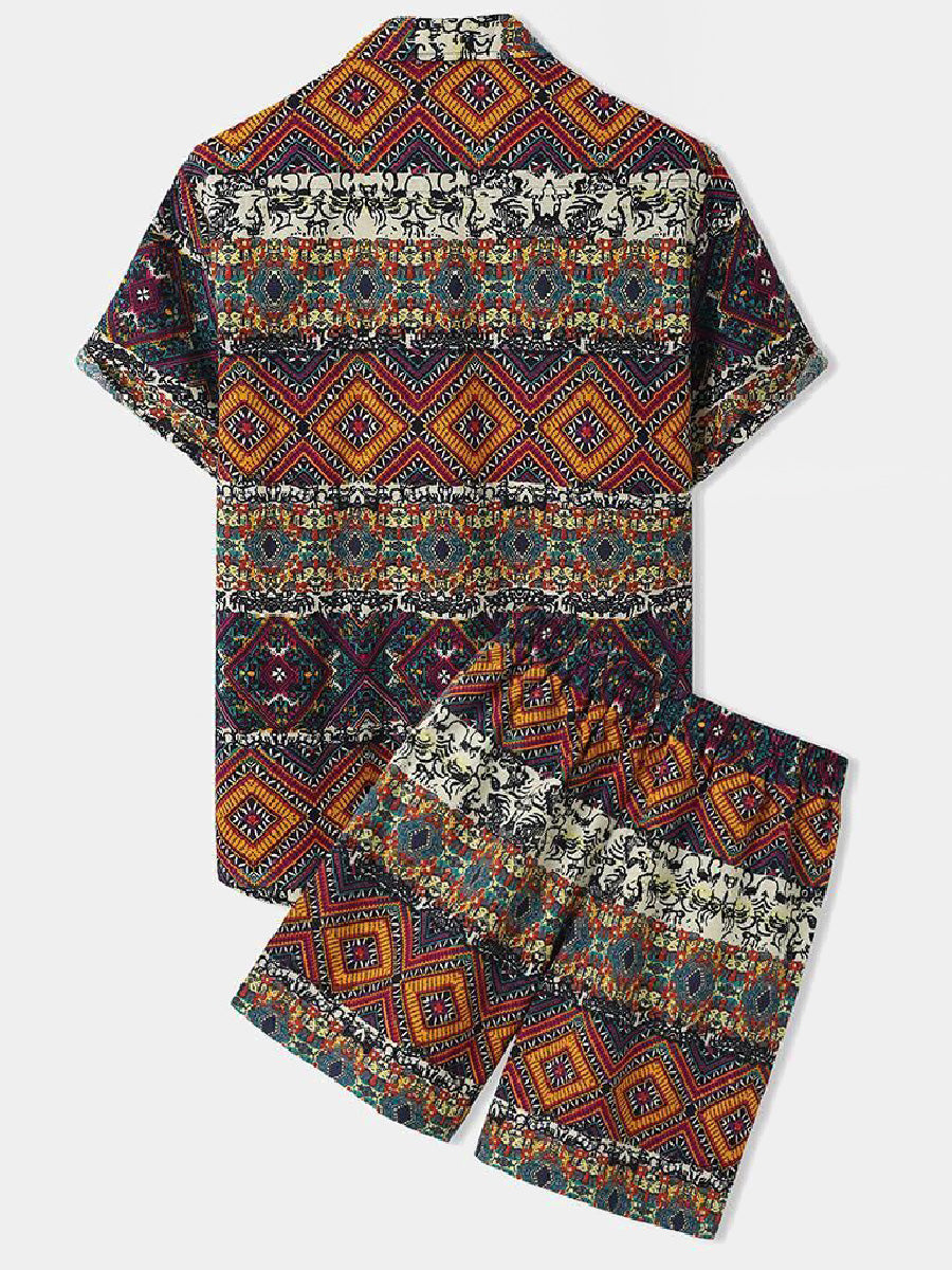 Set camicia e pantaloncini hawaiani floreali da uomo