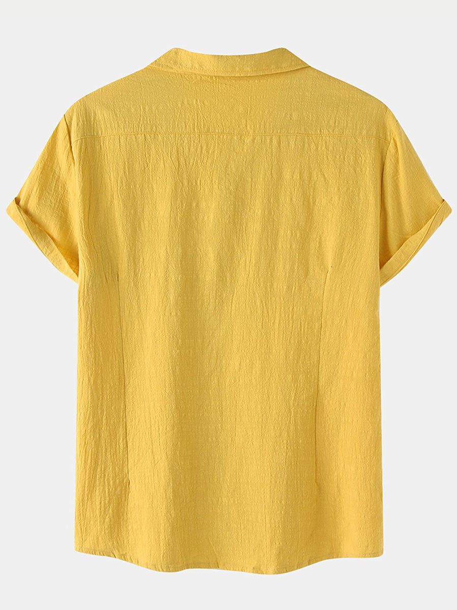 Chemise à manches courtes en coton uni pour homme