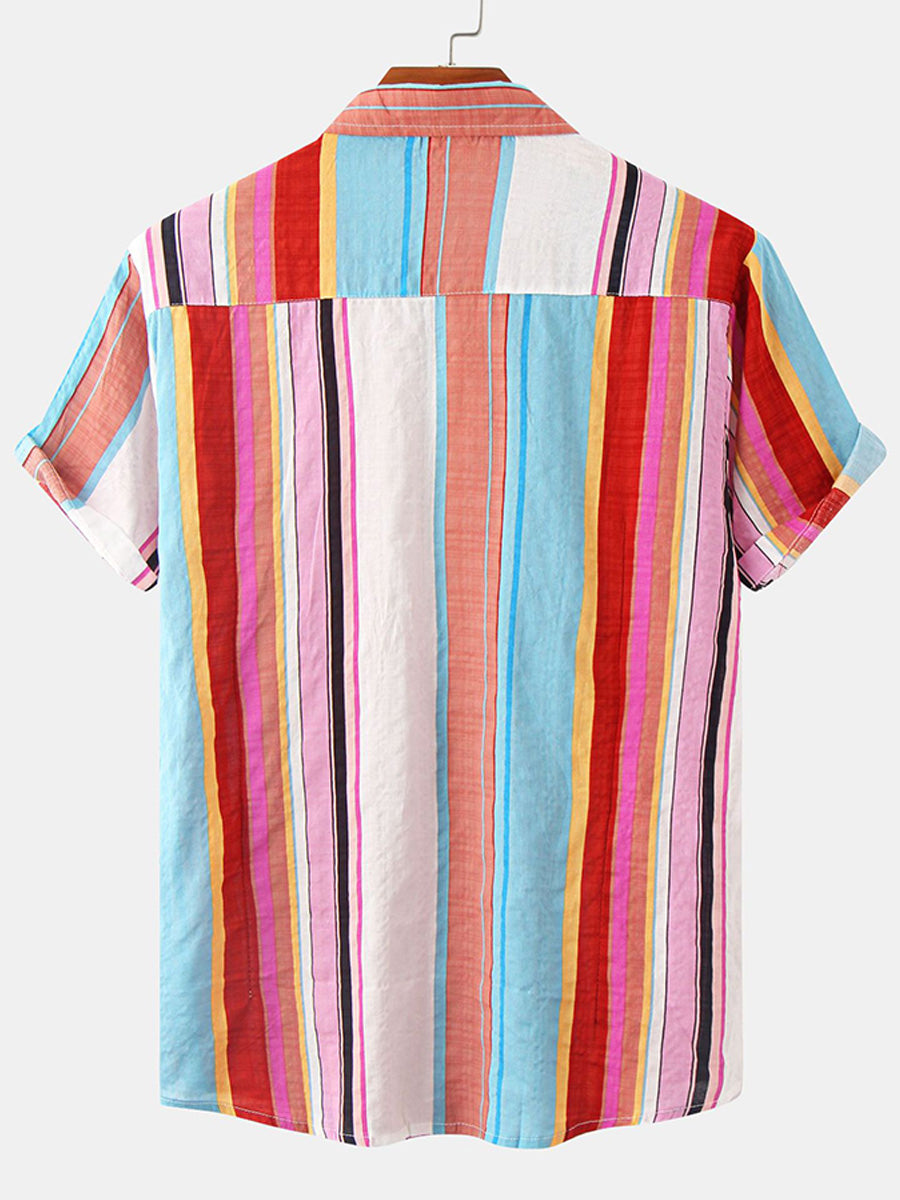 Chemise à manches courtes à imprimé vertical pour homme