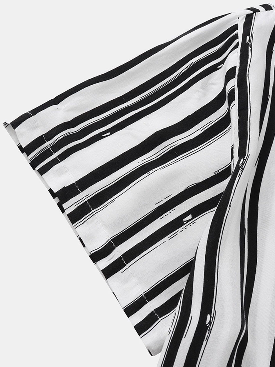 Camicia da uomo a maniche corte con stampa verticale