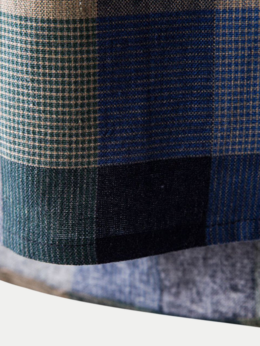 Chemise décontractée à carreaux à manches courtes pour hommes