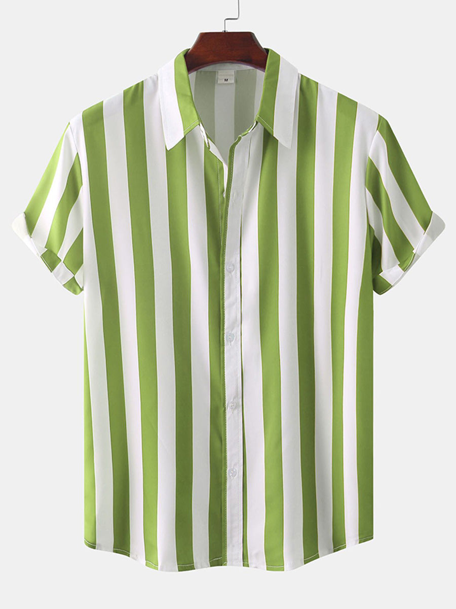 Chemise à manches courtes à imprimé vertical pour homme