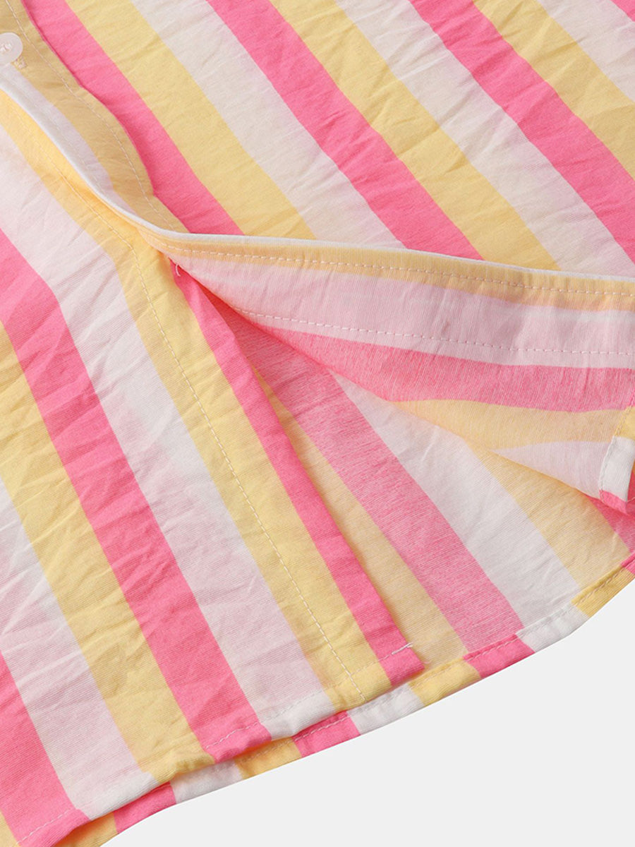 Chemise à manches courtes à imprimé vertical pour homme