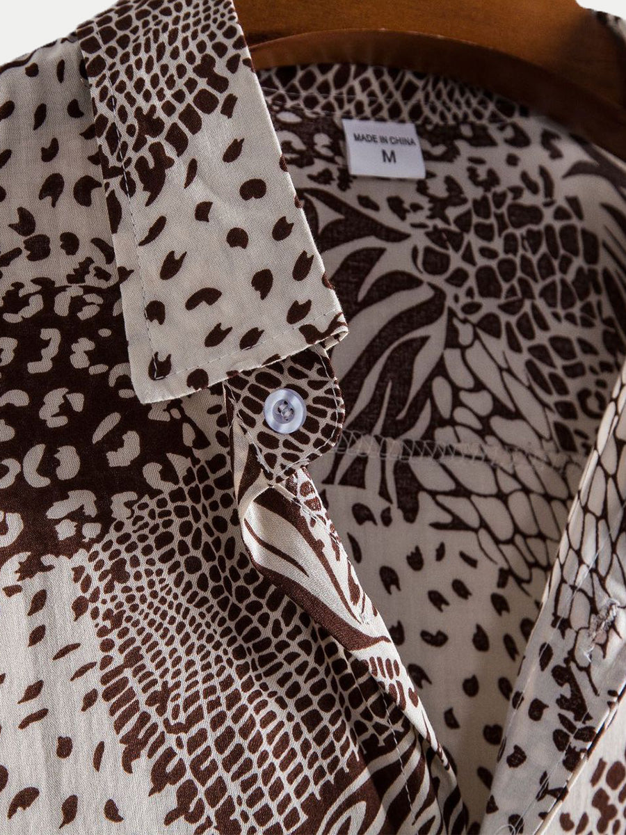 Camicia da uomo a maniche corte con stampa floreale