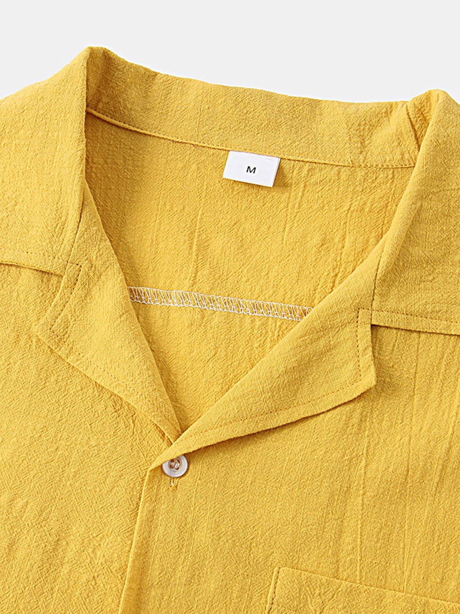 Chemise à manches courtes en coton uni pour homme
