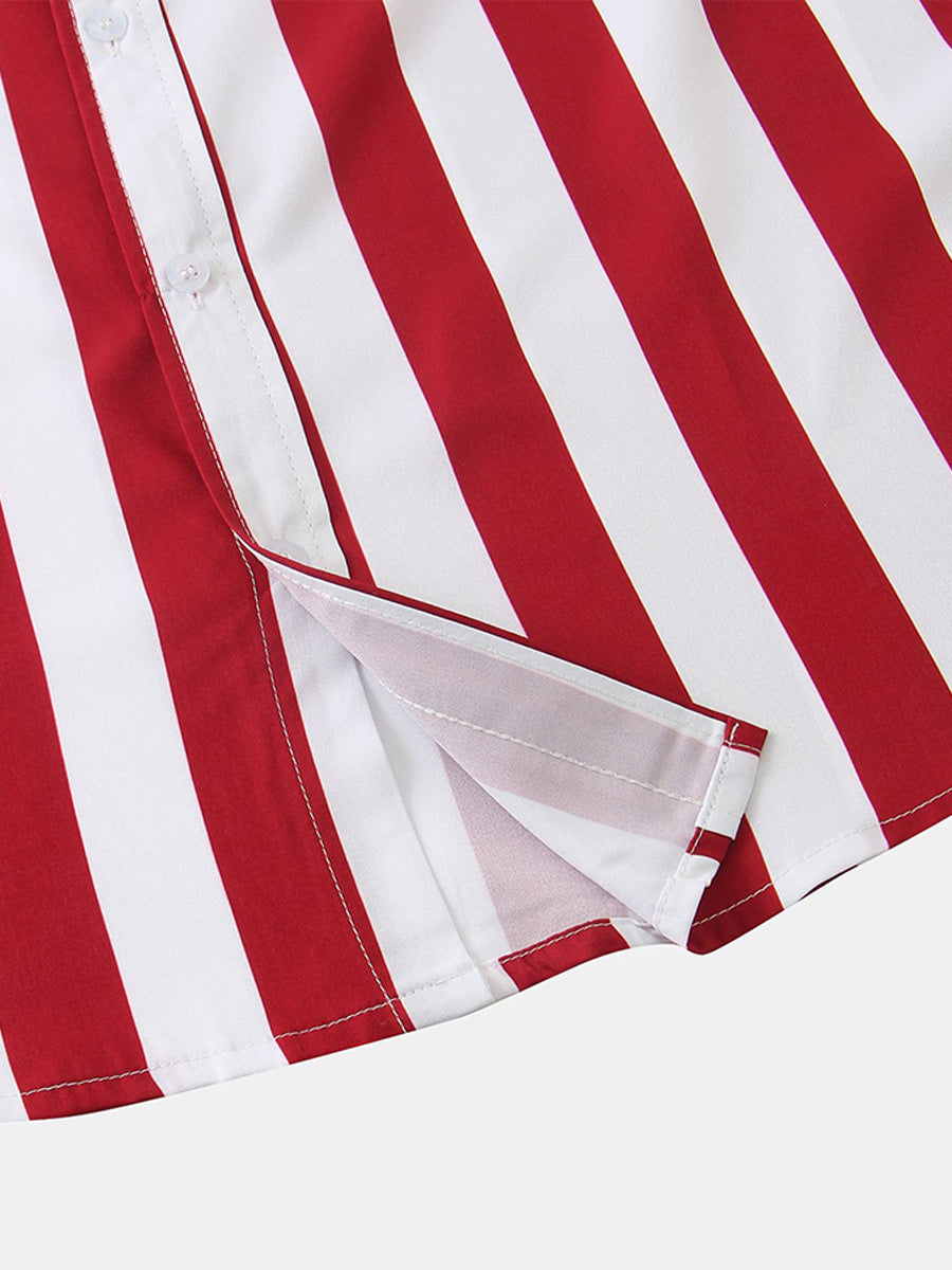 Chemise à manches courtes à imprimé vertical pour homme