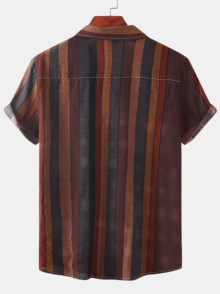Camicia da uomo a maniche corte con stampa verticale