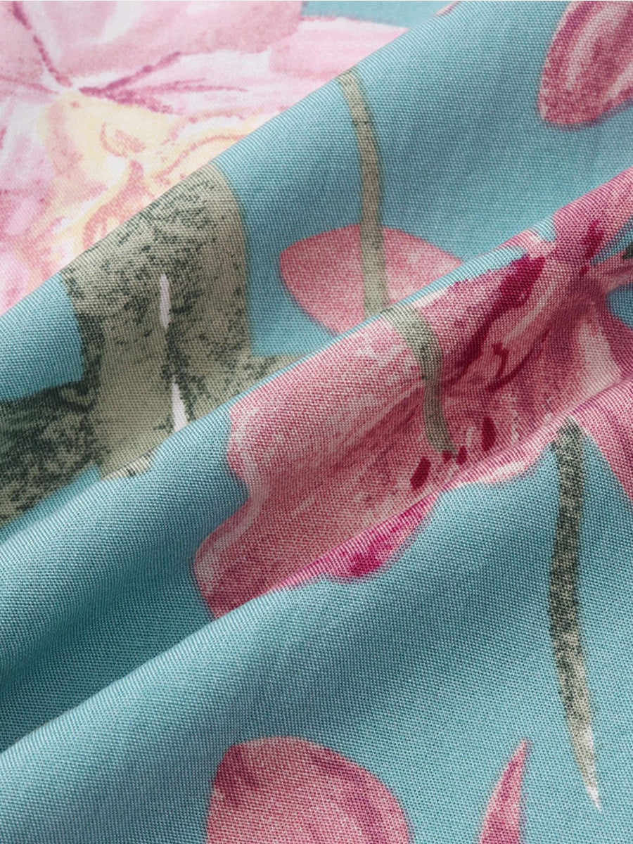 Camicia da uomo a maniche corte per vacanze floreali