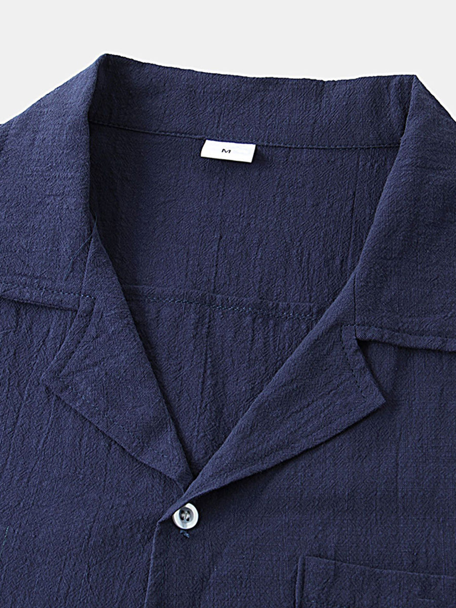 Set camicia e pantaloncini casual solidi da uomo