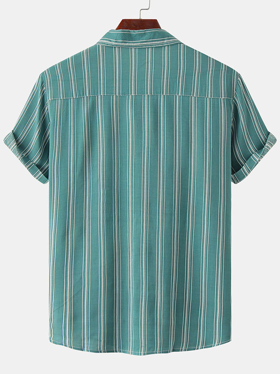 Camicia da uomo a maniche corte con stampa verticale