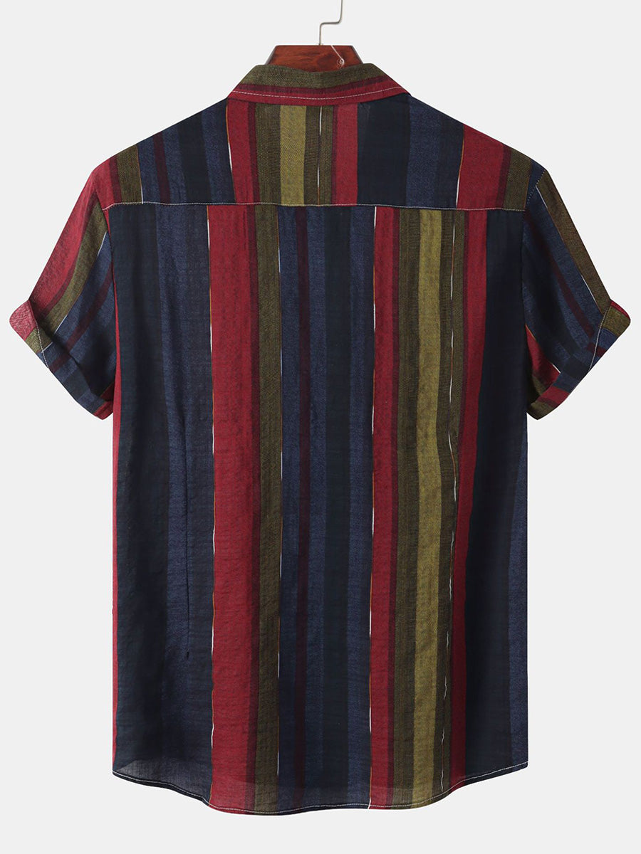 Camicia da uomo a maniche corte con stampa verticale