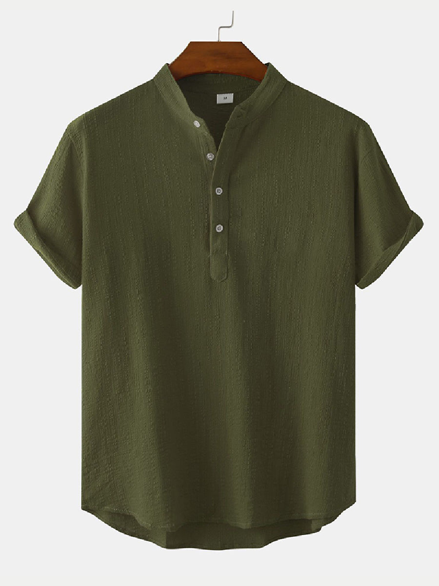 Men's  Solid casual short sleeve shirt
