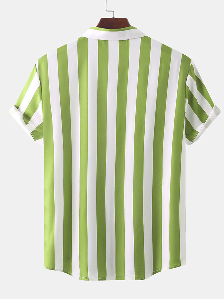 Chemise à manches courtes à imprimé vertical pour homme