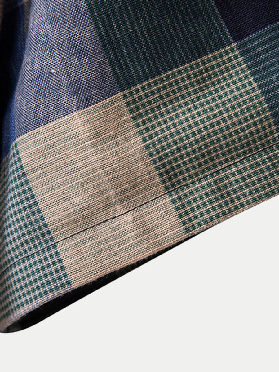 Chemise décontractée à carreaux à manches courtes pour hommes