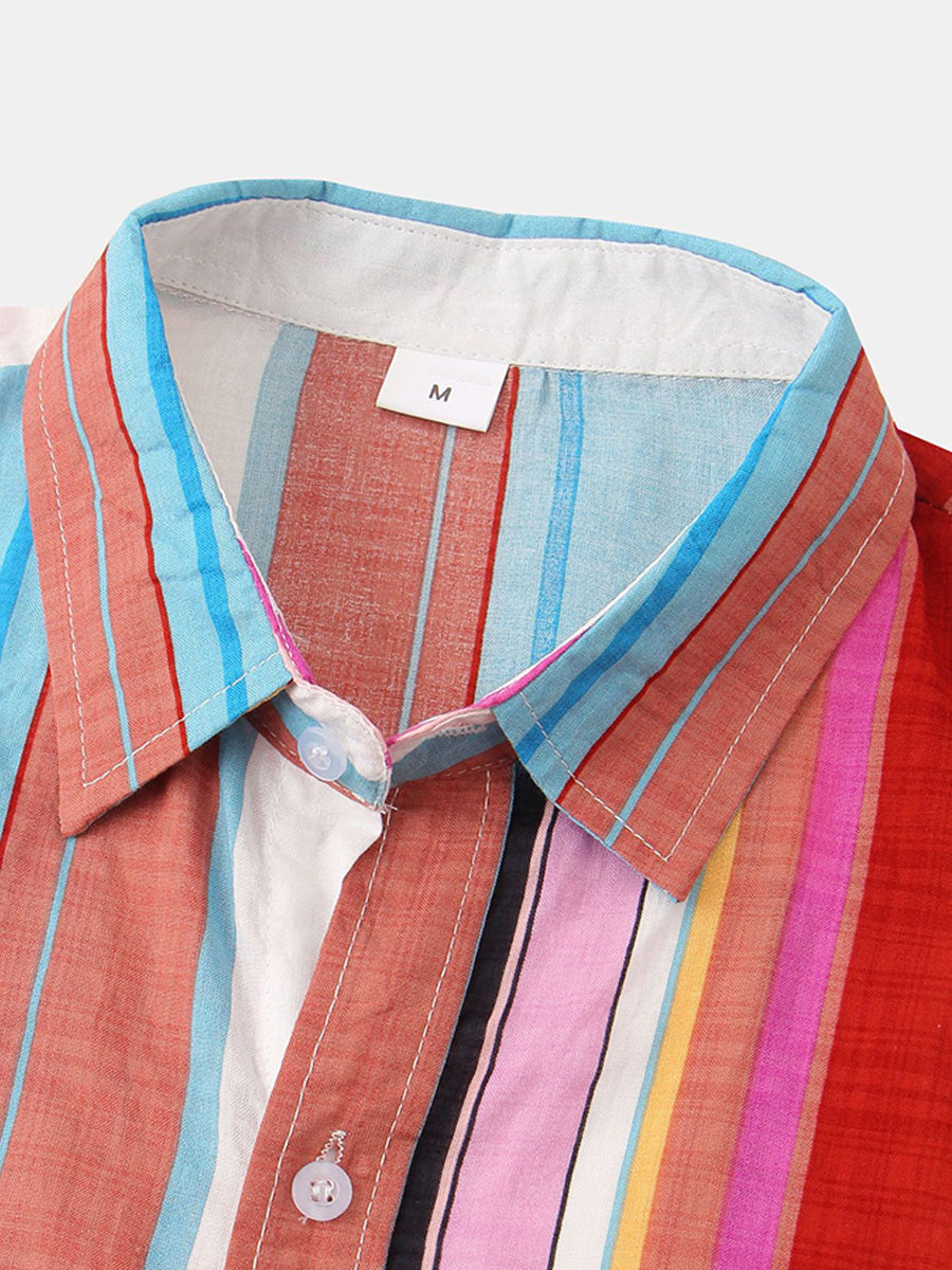 Chemise à manches courtes à imprimé vertical pour homme