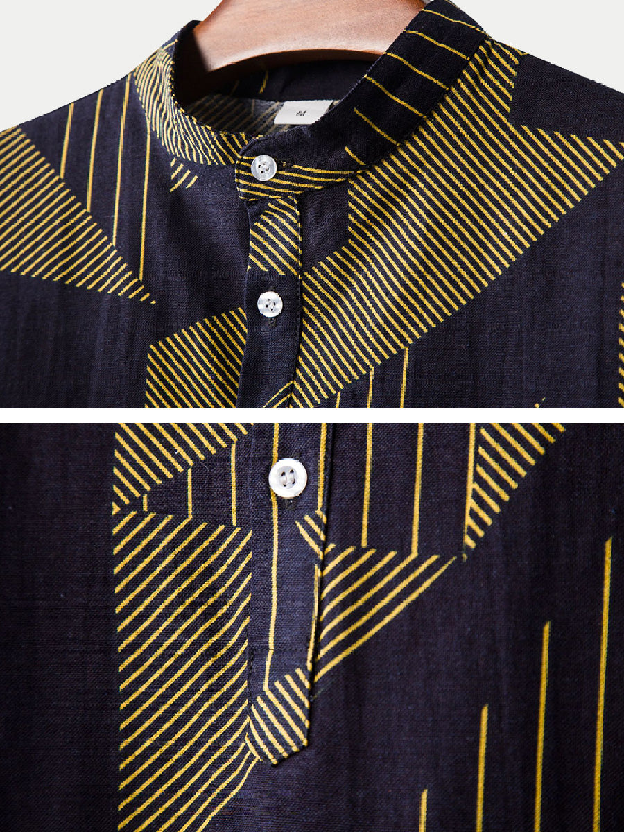 Men's Geometric stitching short sleeve shirt